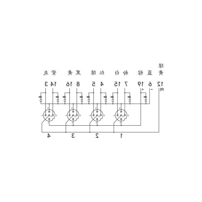 M12分线盒、双通道、PNP、4端口分体式、带LED、M23集成接口基座、24P4LT